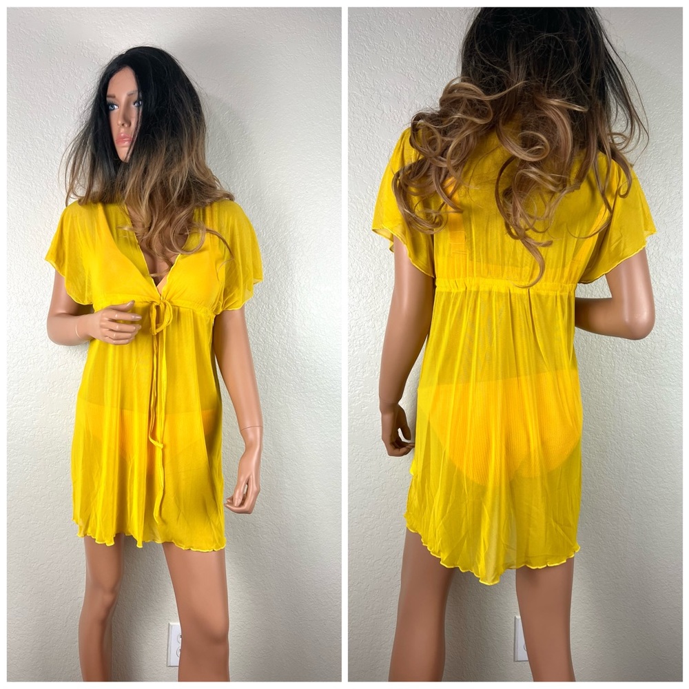 V-neck Bikini Swimsuit Cover Up Yellow